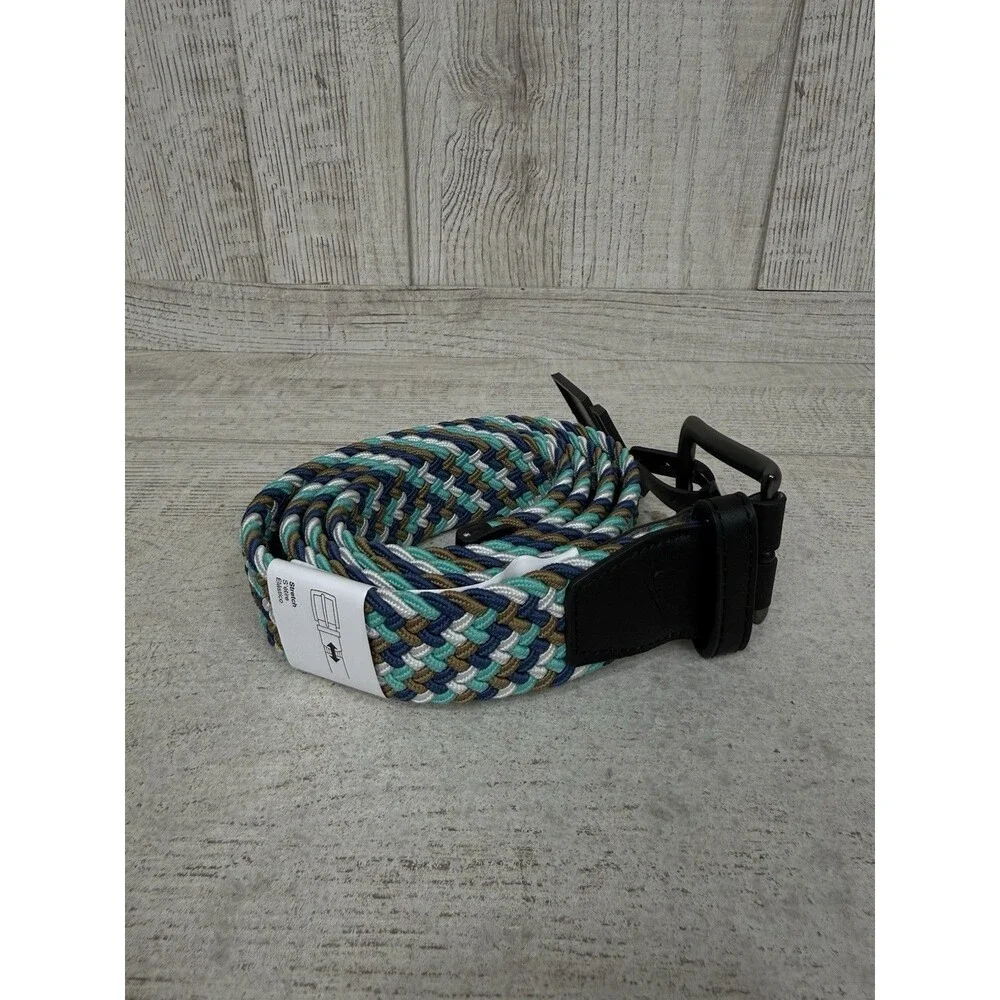 Nike G-flex Braided 1 3/8” Stretch Woven Golf Belt Navy Gray Teal Mens XL 42-44